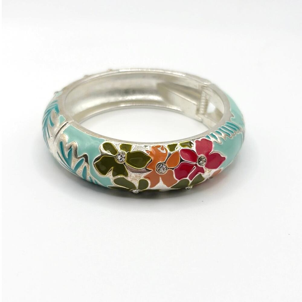 Tommy Bahama Enamel Floral Bangle with Rhinestones